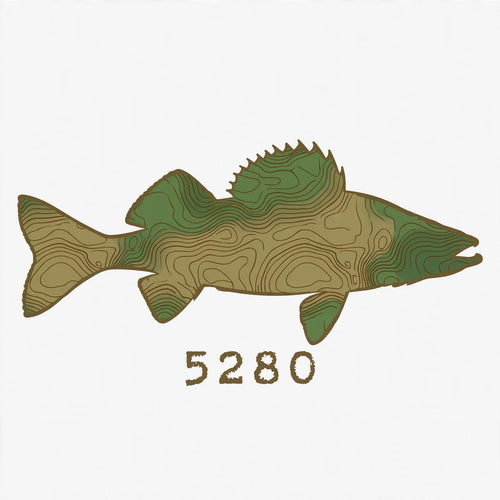 5280 Topo Walleye design in olive green