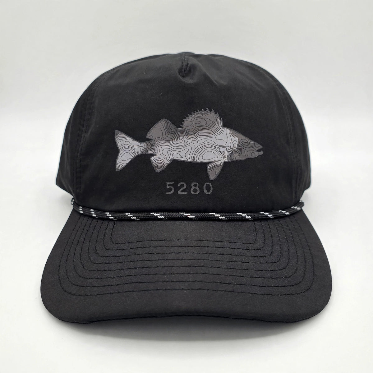 Topo Walleye rope hat — Black (front close-up)