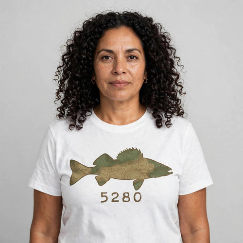 Topo Walleye tee worn — White shirt