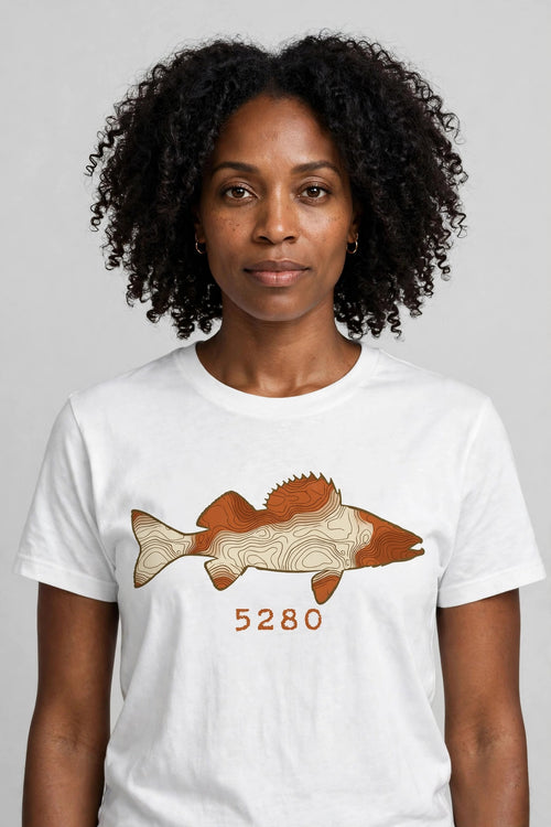 Topo Walleye tee worn — White shirt